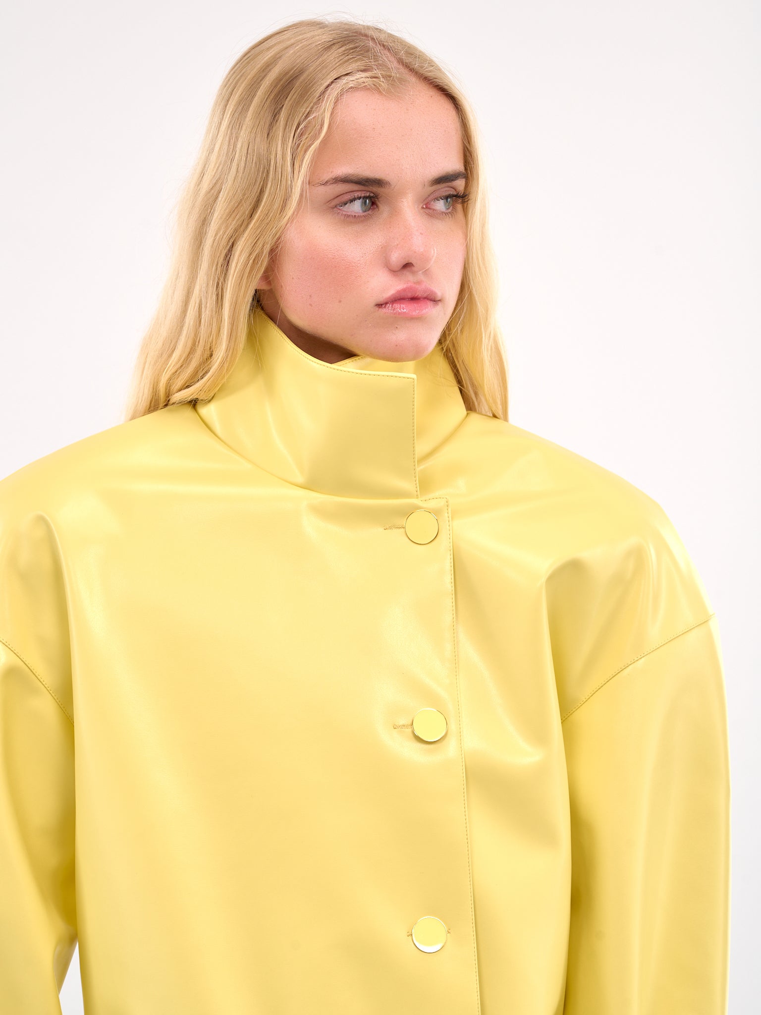 Double-Breasted Leather Jacket (RR403-S-YELLOW)