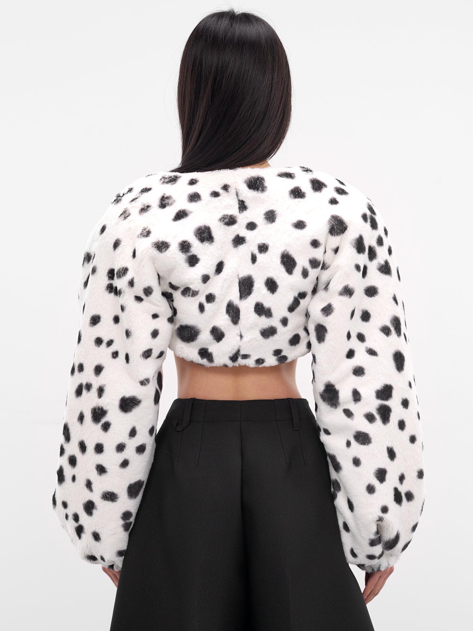 White Dalmatian Vegan Fur Bolero (RR421-BLACK-DALMATIAN)