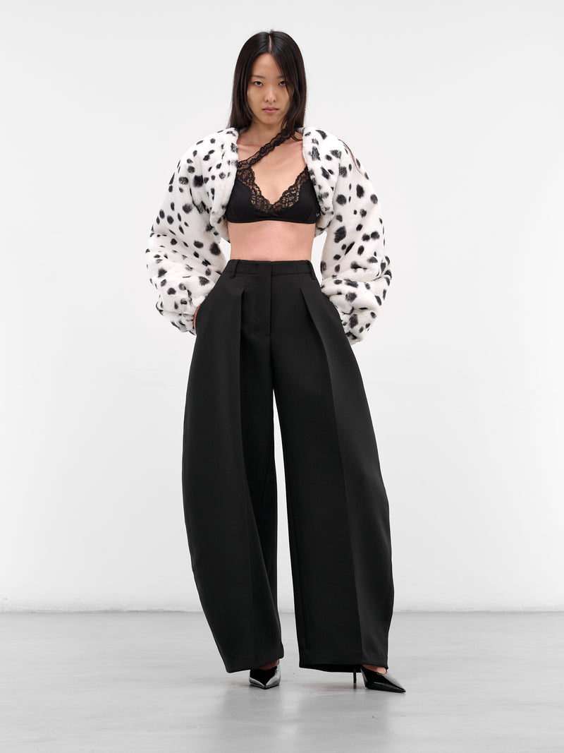 White Dalmatian Vegan Fur Bolero (RR421-BLACK-DALMATIAN)