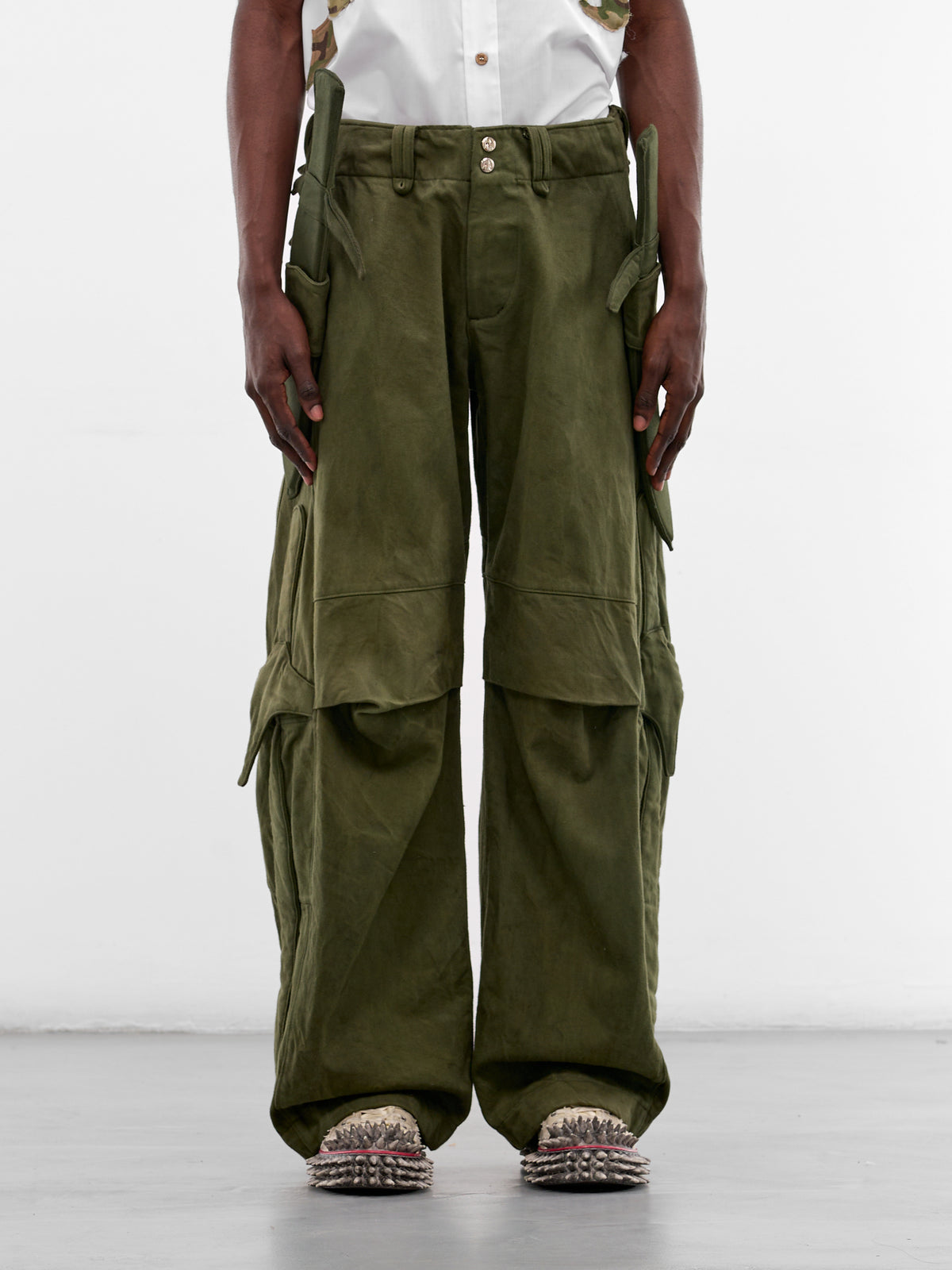 Green Japanese Denim Sword Pants (RS-PANT-SWORD-FOREST-GREEN)