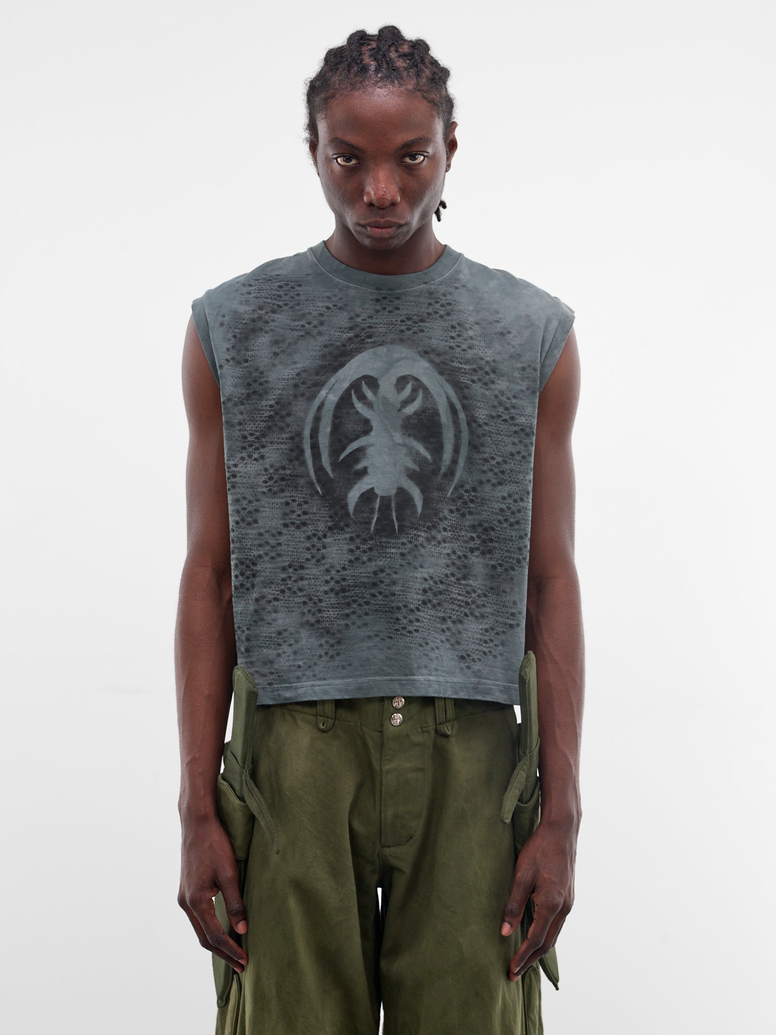 Spray Painted Trilobite Cotton Tank (RS-VEST-OCEAN-STEEL-BLUE)
