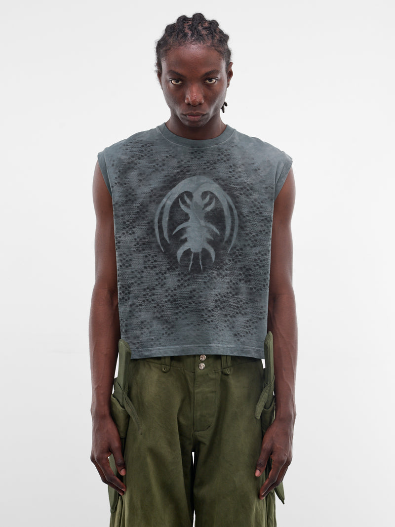Spray Painted Trilobite Cotton Tank (RS-VEST-OCEAN-STEEL-BLUE)