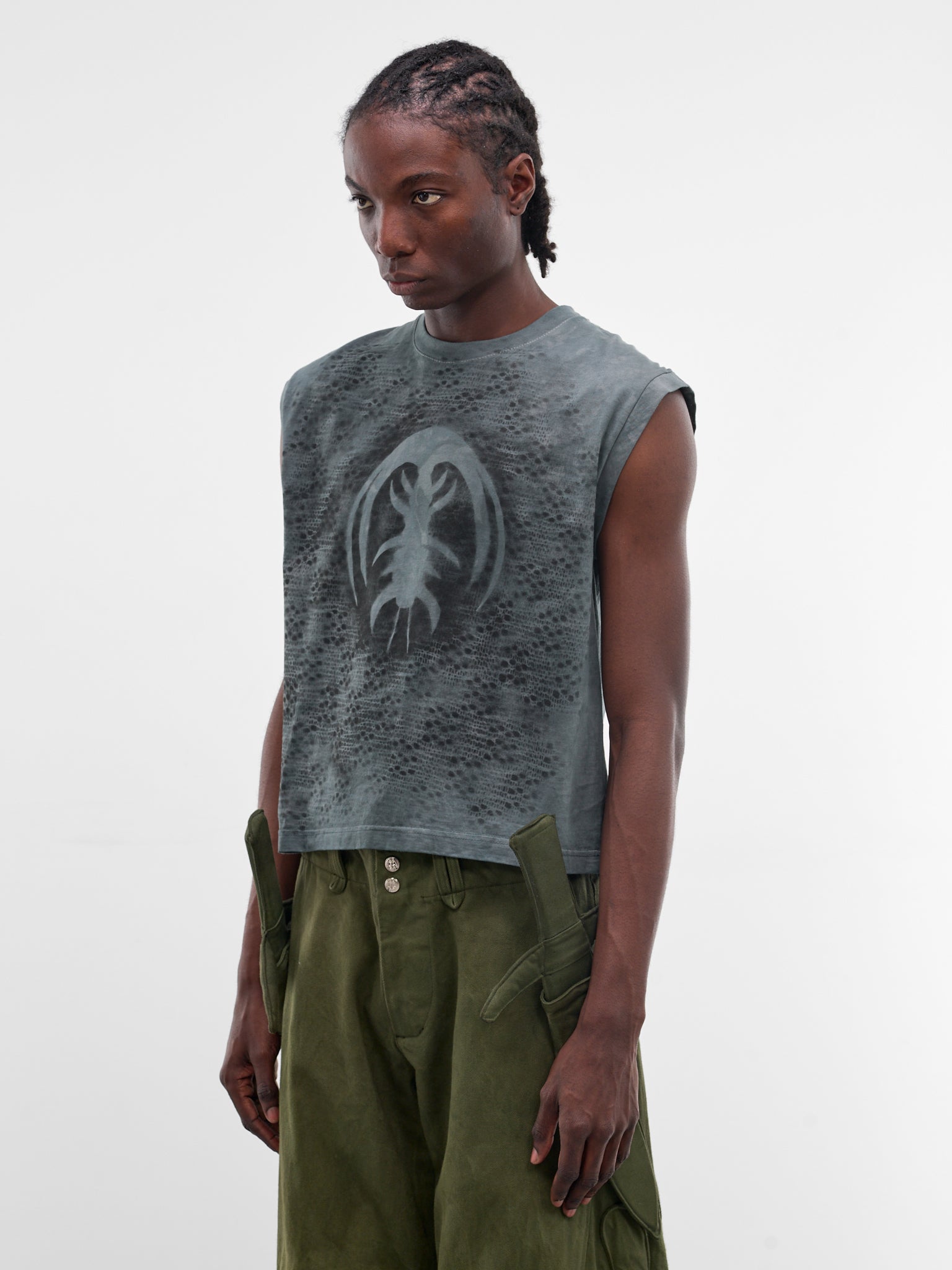 Spray Painted Trilobite Cotton Tank (RS-VEST-OCEAN-STEEL-BLUE)