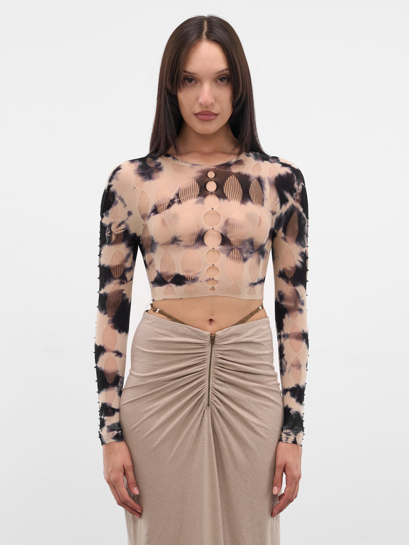 Tie-Dye Cut-Out Crop Top (RSS24JW01O-ONYX-OATMEAL)