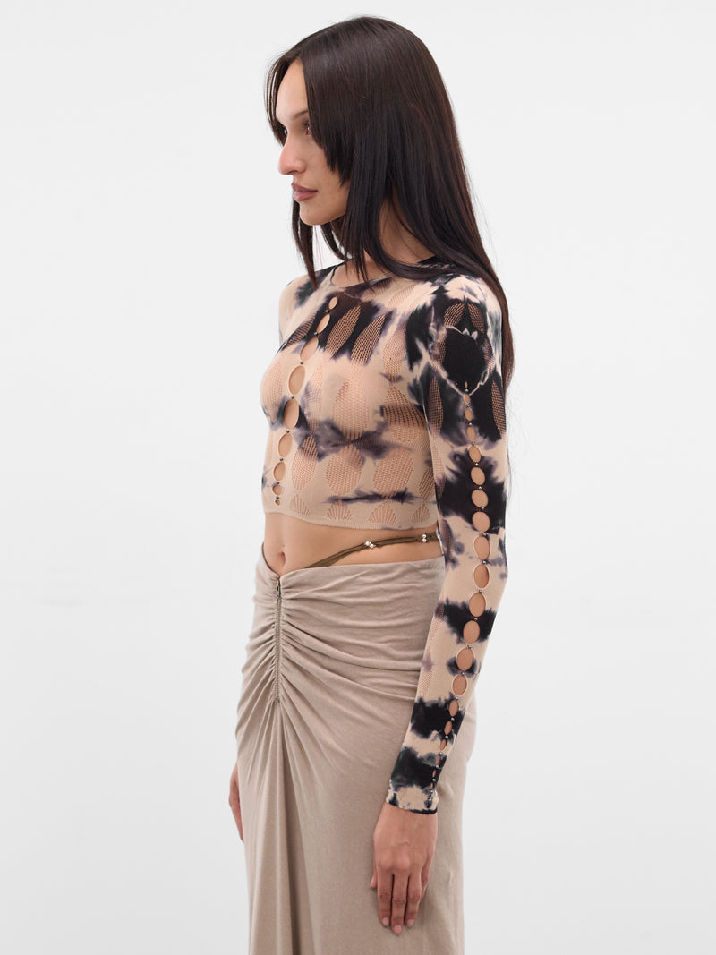 Tie-Dye Cut-Out Crop Top (RSS24JW01O-ONYX-OATMEAL)