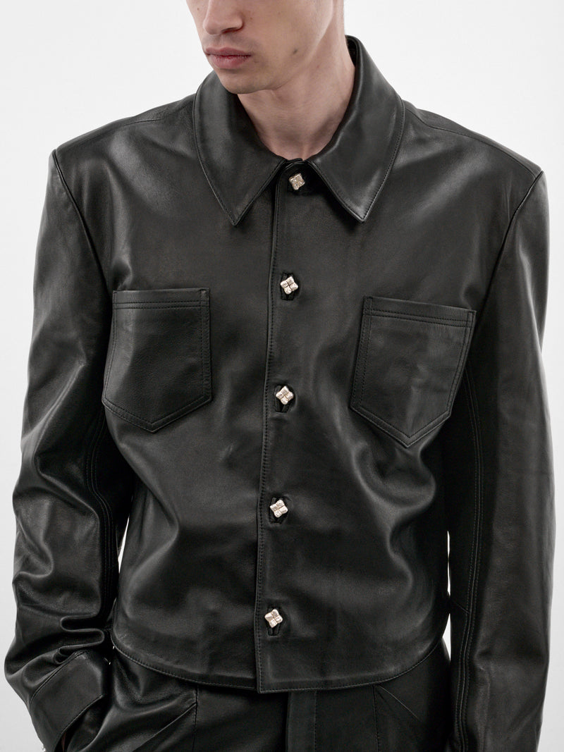 Ruedo Black Cropped Leather Jacket (RUEDO-CROPPED-JACKET-BLACK)