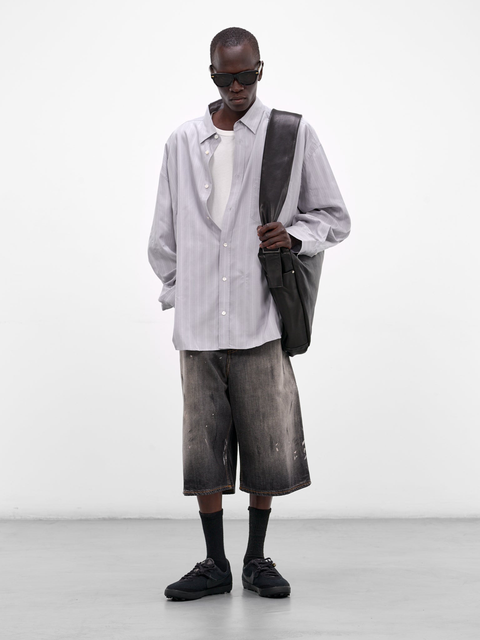 Gray Striped Button-Up Shirt (RW-MN-SHIR000002-GREY-MULTI)