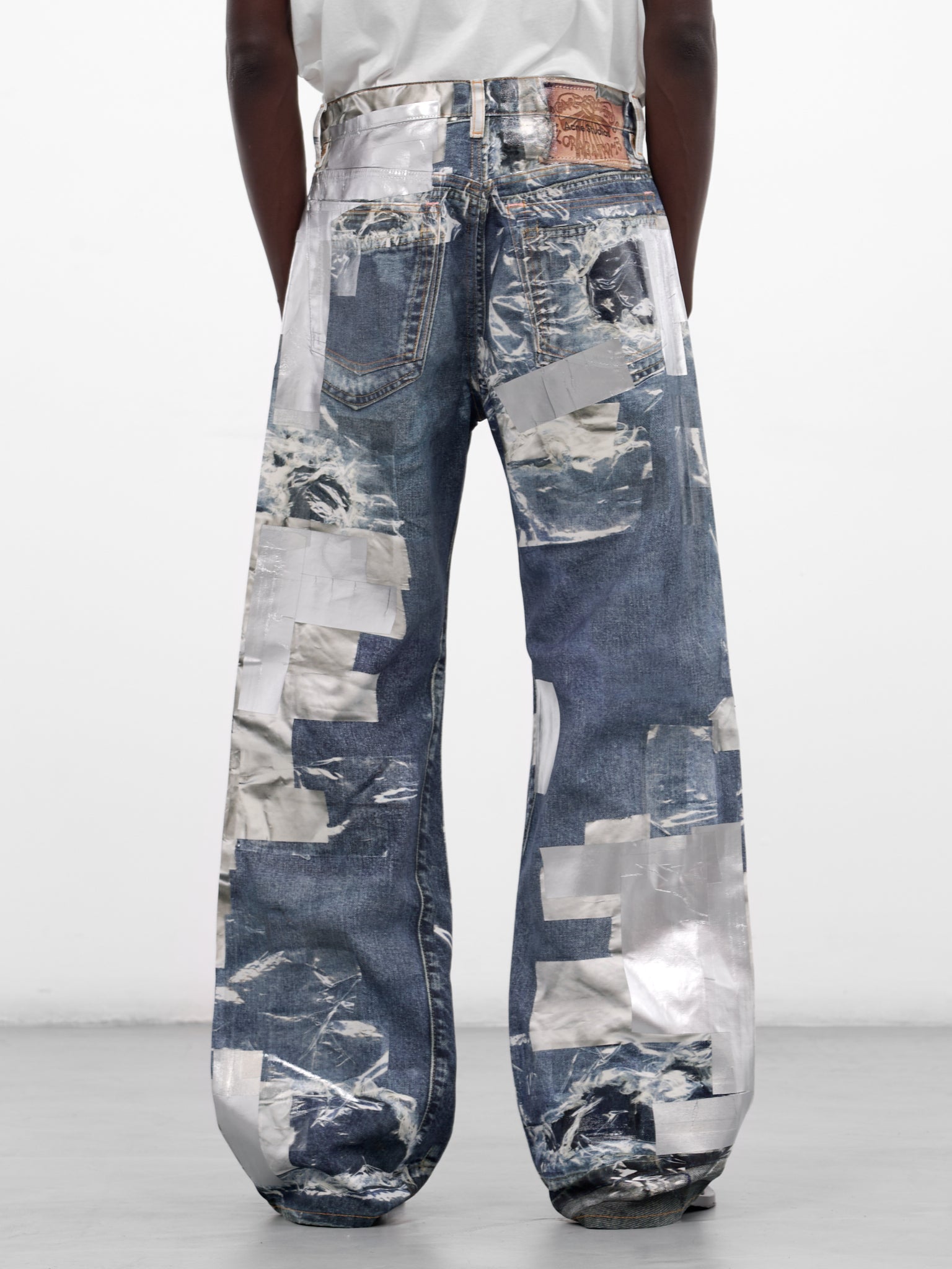 Printed Tape & Distressing Denim Jeans (RW-MN-TROU000018-MID-BLUE)