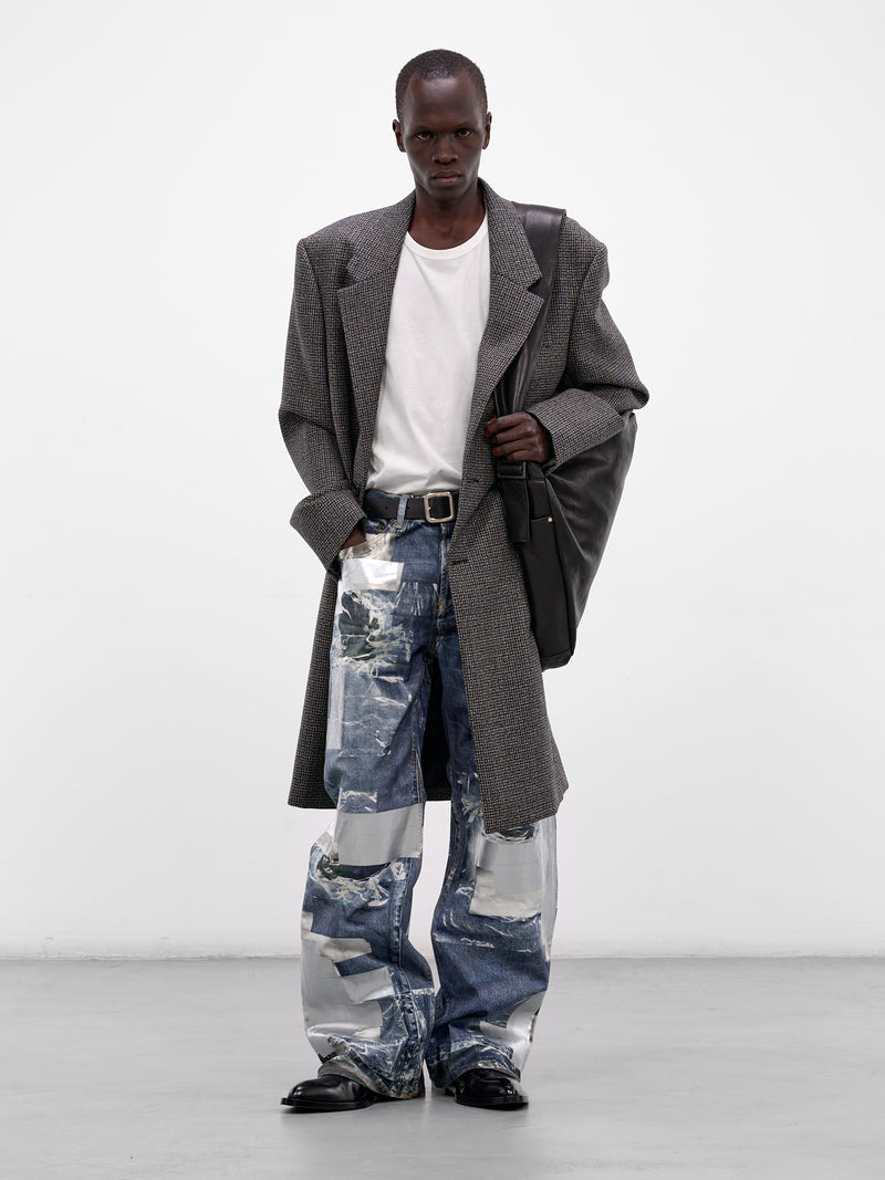 Printed Tape & Distressing Denim Jeans (RW-MN-TROU000018-MID-BLUE)