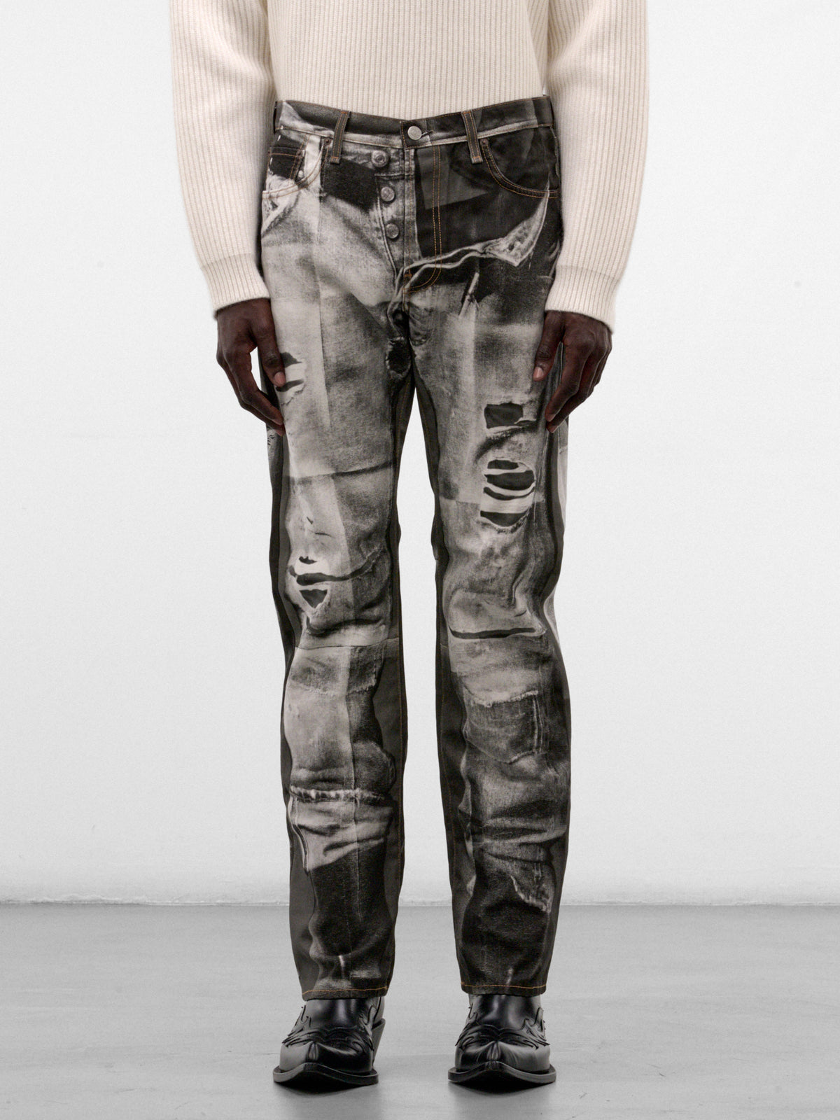 Trompe L'oeil Print 1996M Jeans (RW-MN-TROU000041-BLACK-WHITE)