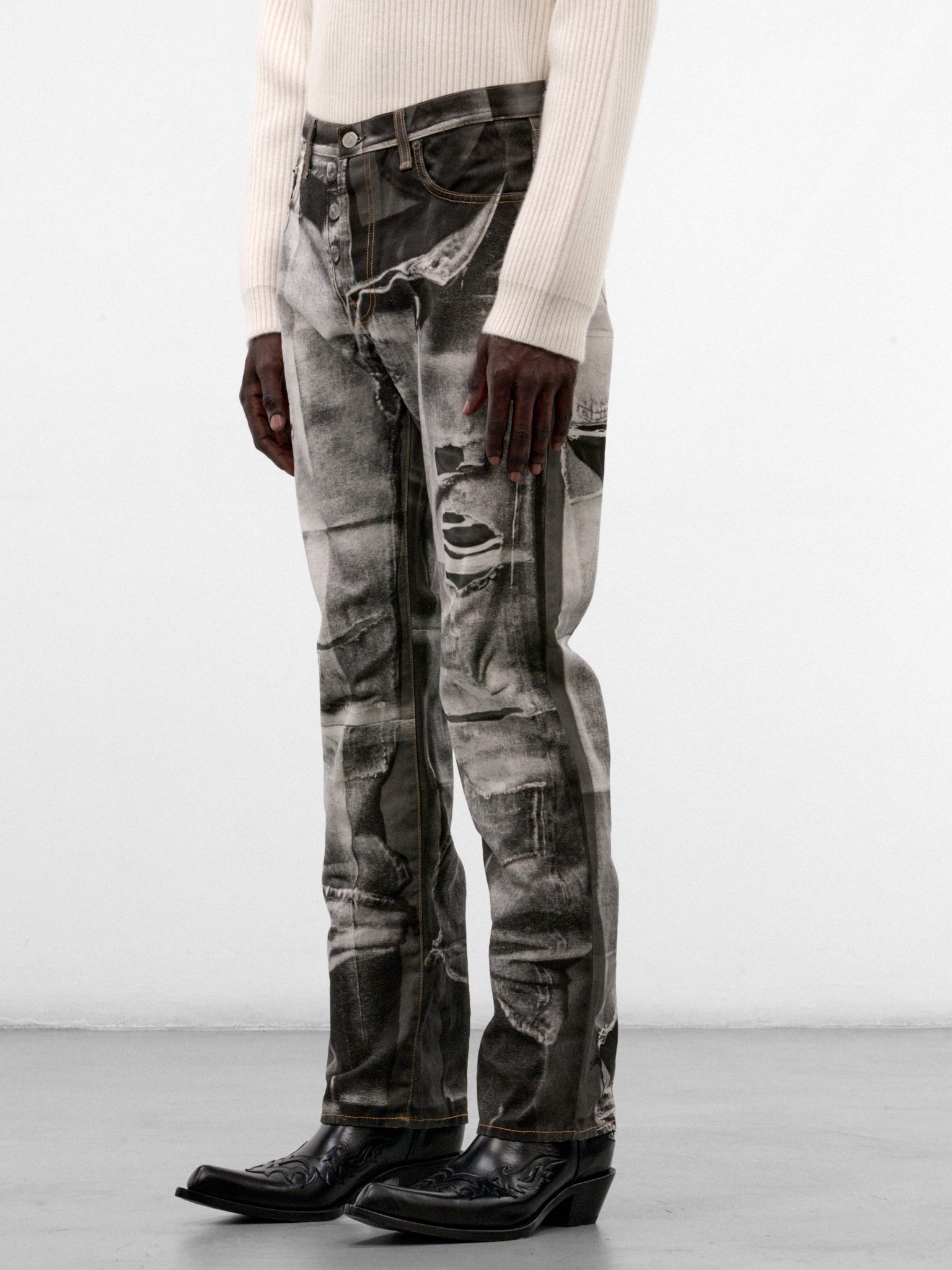 Trompe L'oeil Print 1996M Jeans (RW-MN-TROU000041-BLACK-WHITE)