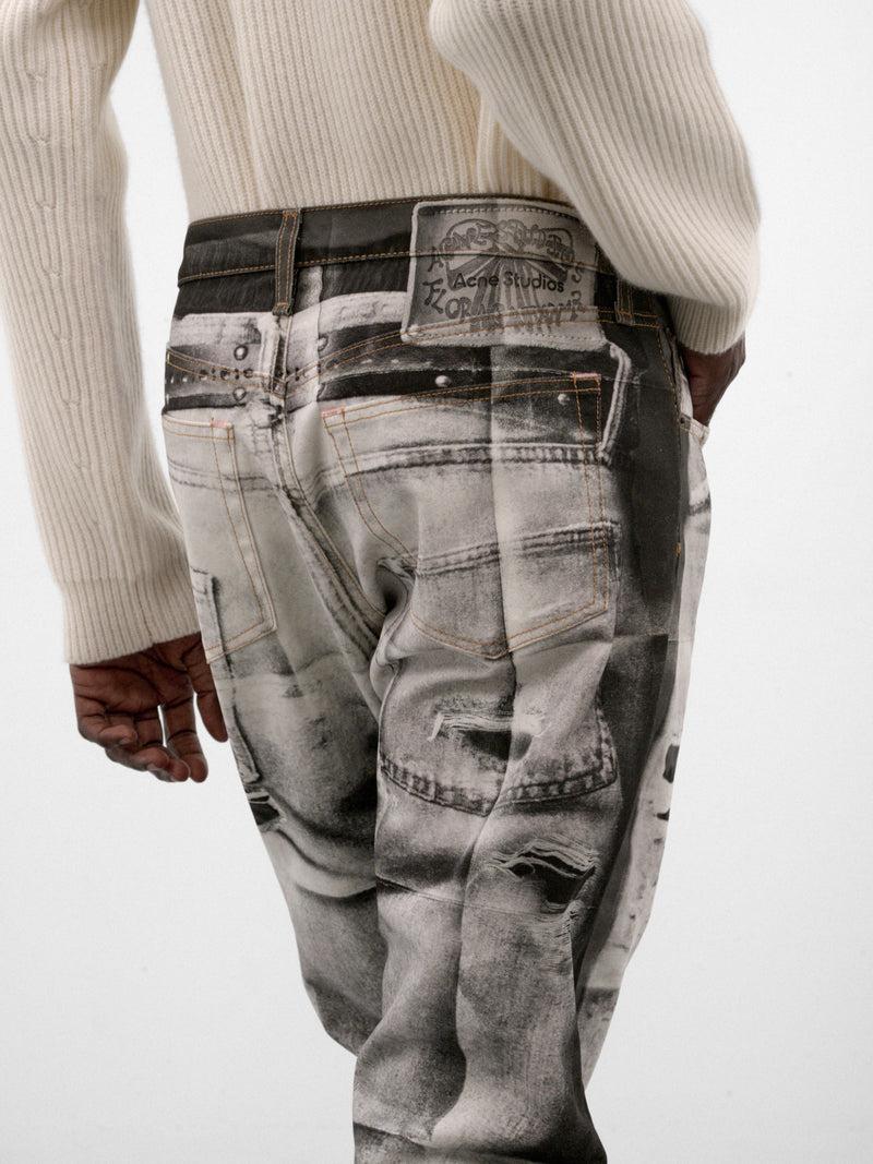 Trompe L'oeil Print 1996M Jeans (RW-MN-TROU000041-BLACK-WHITE)