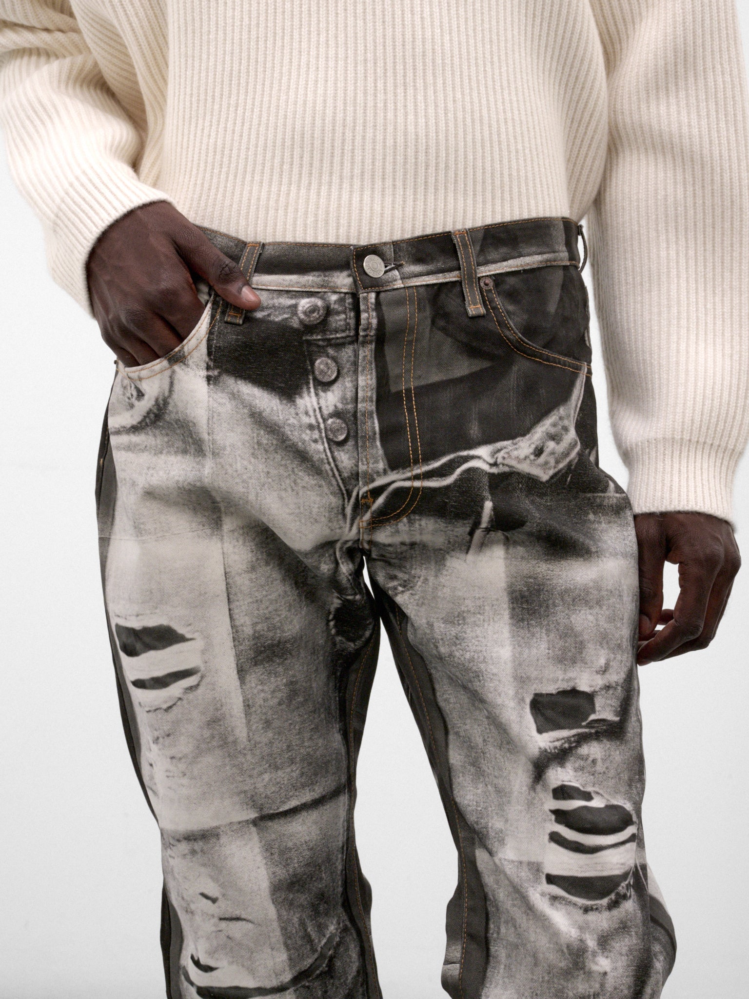 Trompe L'oeil Print 1996M Jeans (RW-MN-TROU000041-BLACK-WHITE)