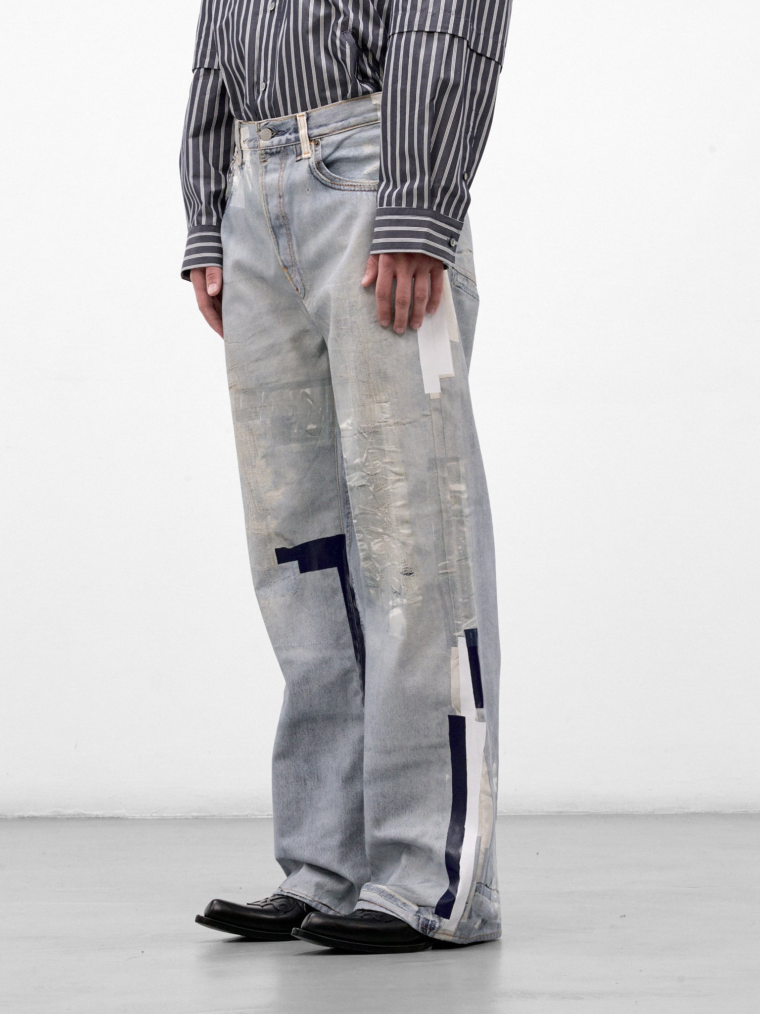 Blue Trompe L'oeil Flared Jeans (RW-MN-TROU000048-LIGHT-BLUE)