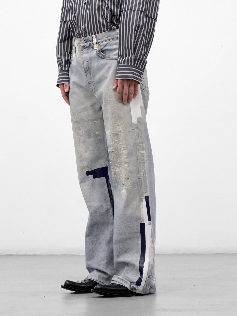 Blue Trompe L'oeil Flared Jeans (RW-MN-TROU000048-LIGHT-BLUE)
