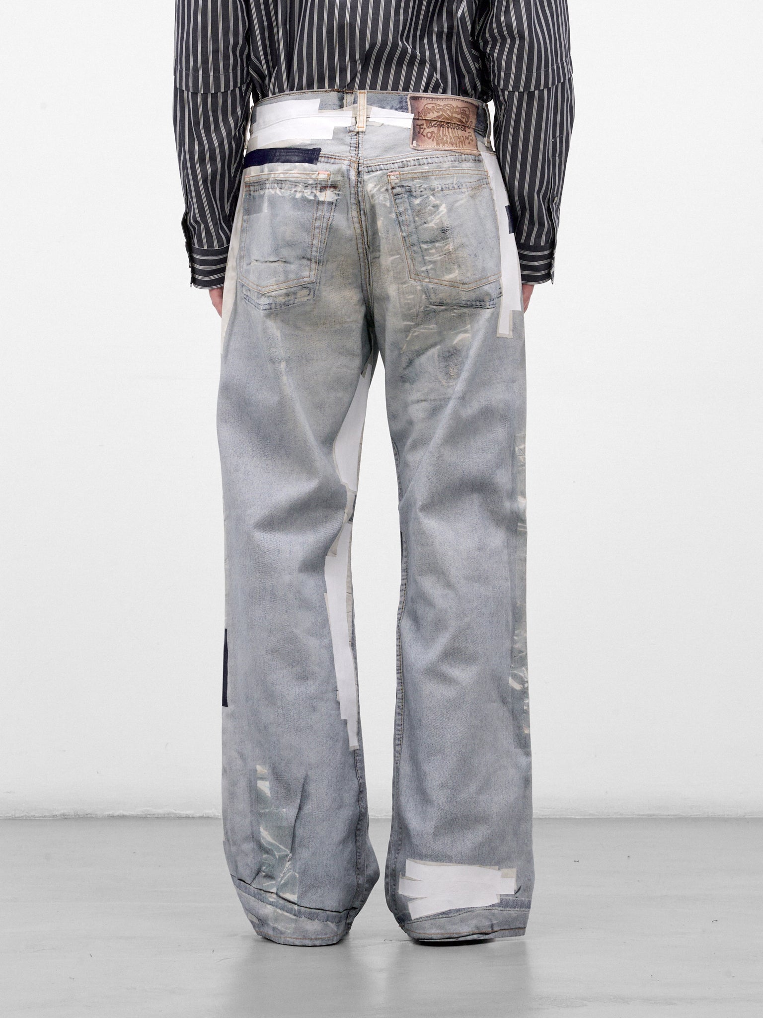 Blue Trompe L'oeil Flared Jeans (RW-MN-TROU000048-LIGHT-BLUE)