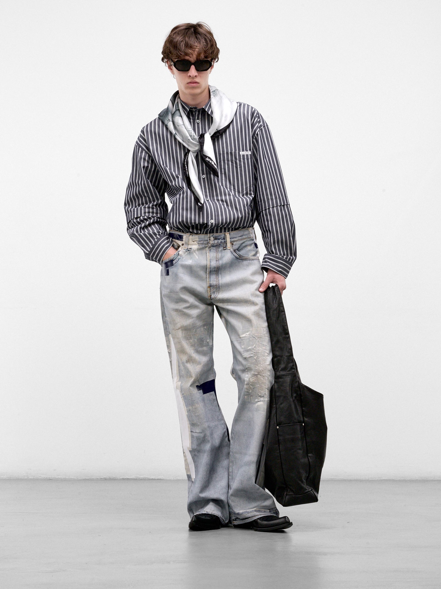 Blue Trompe L'oeil Flared Jeans (RW-MN-TROU000048-LIGHT-BLUE)