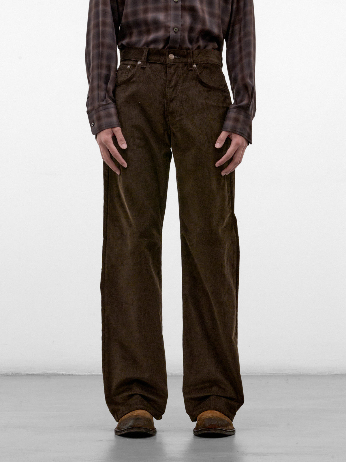 Brown Corduroy Flared Trousers (RW-MN-TROU000060-DARK-BROWN)