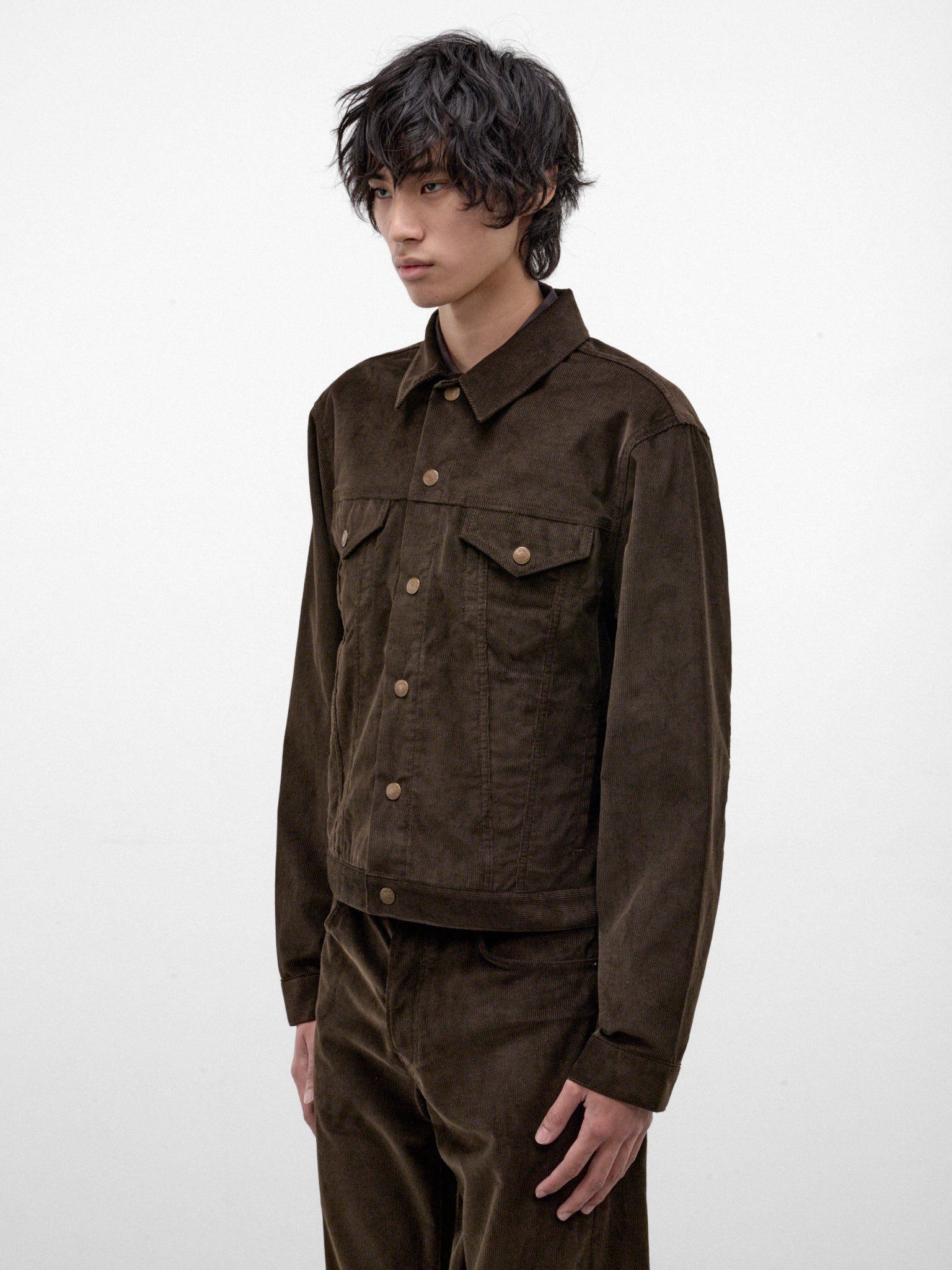 Brown Corduroy Trucker Jacket (RW-UX-OUTW000006-DARK-BROWN)