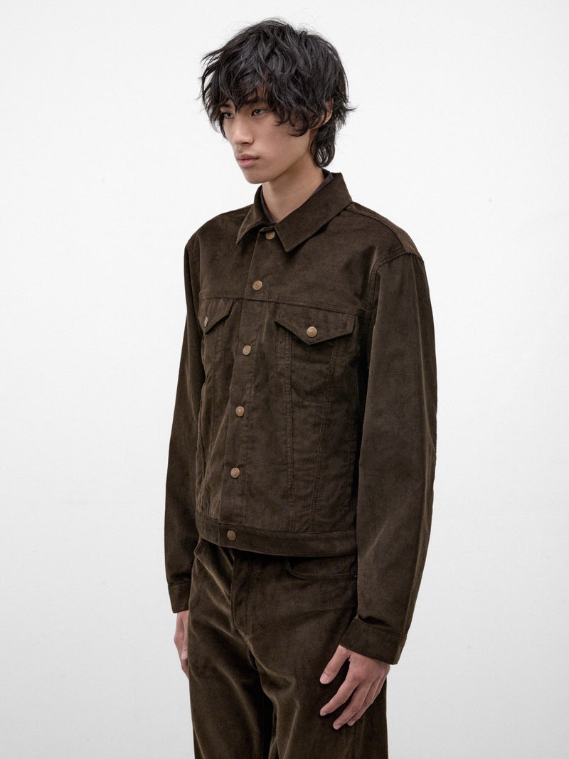 Brown Corduroy Trucker Jacket (RW-UX-OUTW000006-DARK-BROWN)