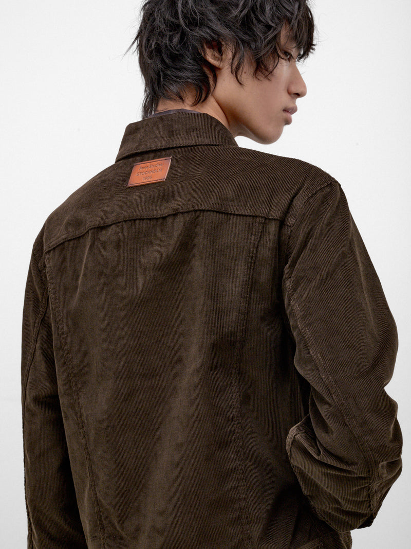 Brown Corduroy Trucker Jacket (RW-UX-OUTW000006-DARK-BROWN)