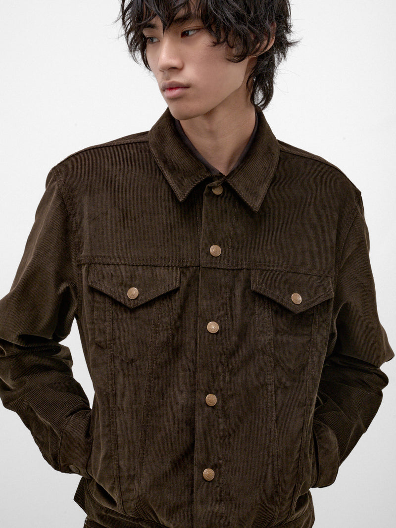 Brown Corduroy Trucker Jacket (RW-UX-OUTW000006-DARK-BROWN)
