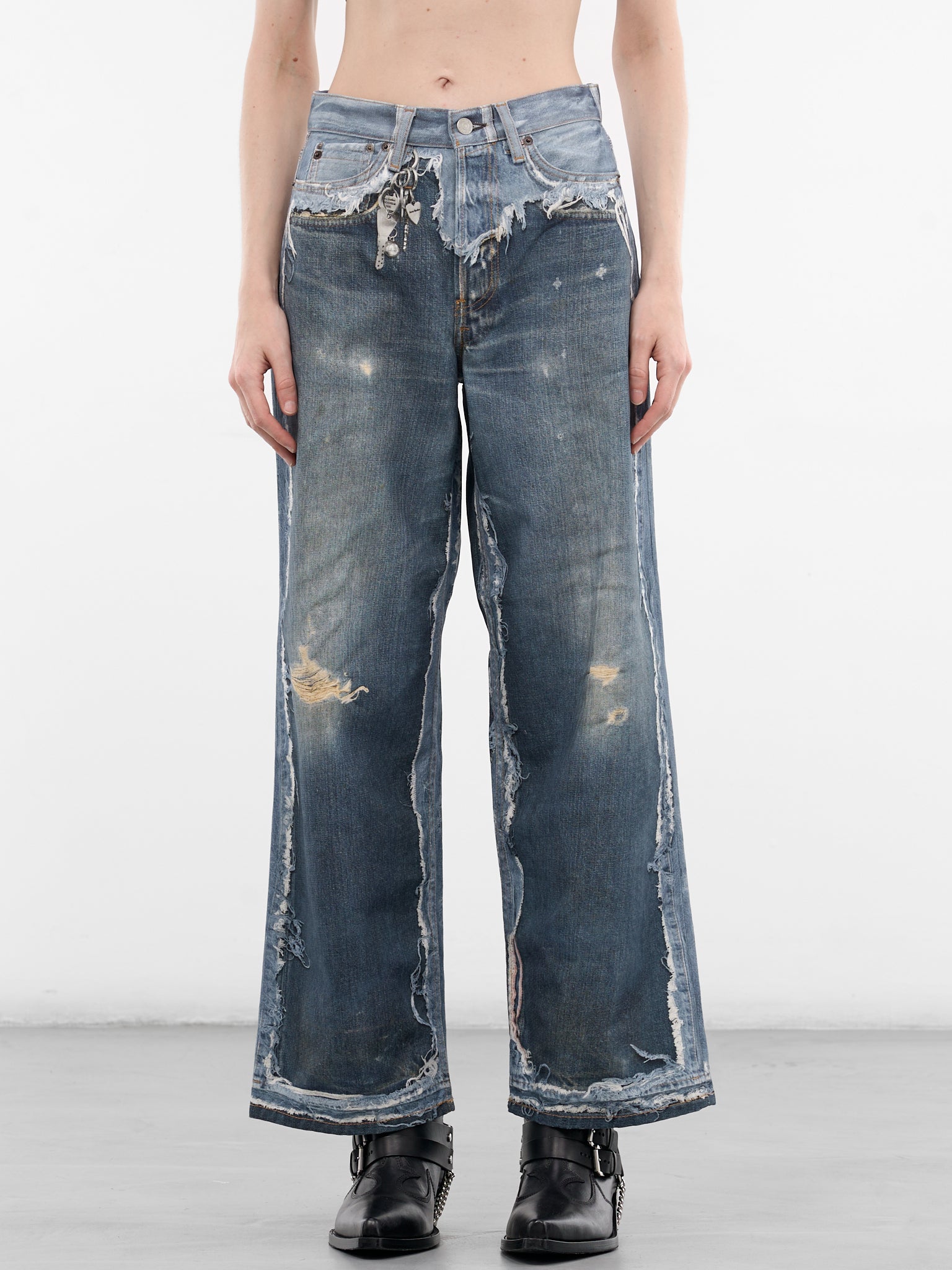 Trompe L'oeil Denim Print Jeans (RW-UX-TROU000001-MID-BLUE)