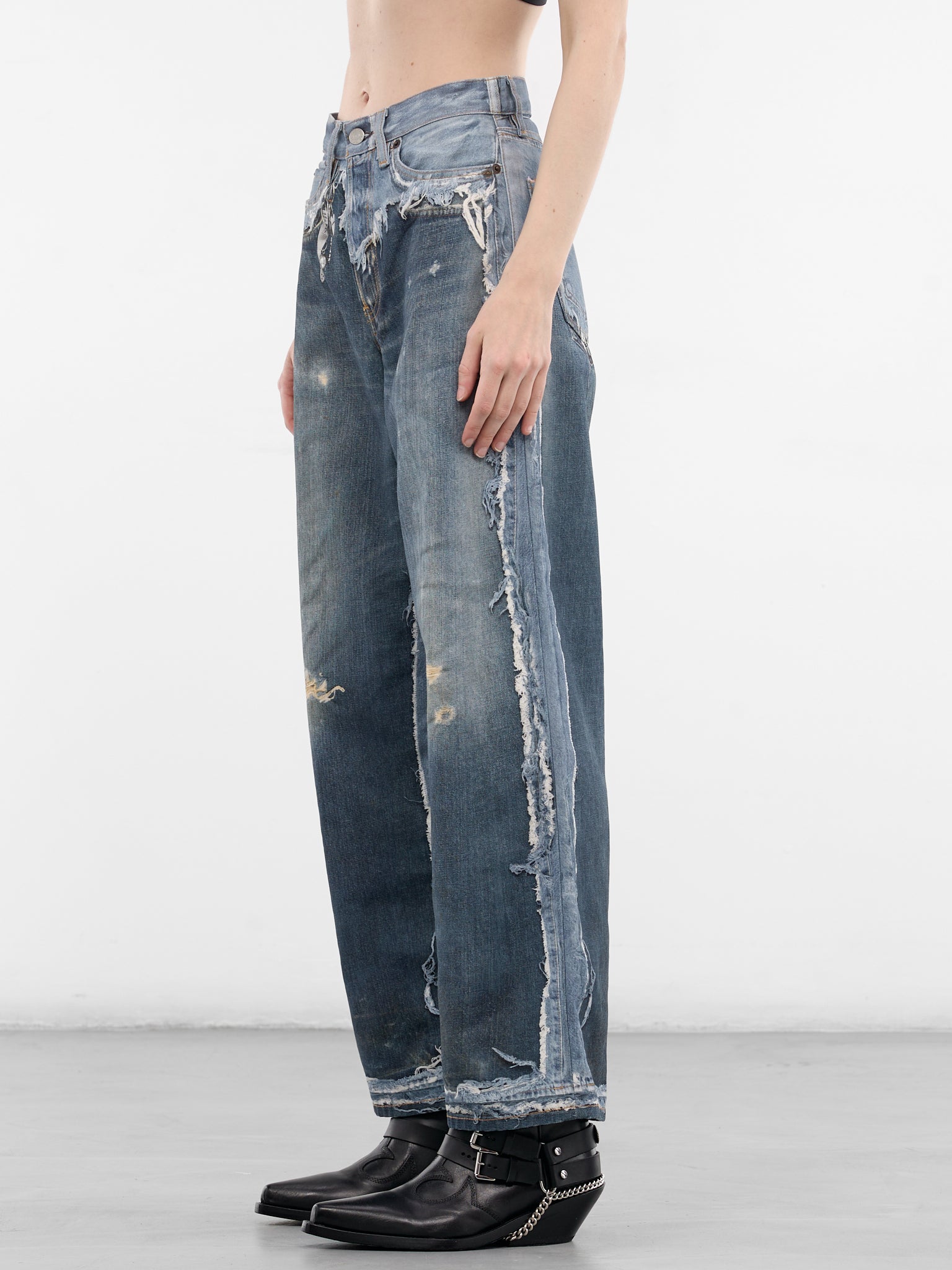 Trompe L'oeil Denim Print Jeans (RW-UX-TROU000001-MID-BLUE)