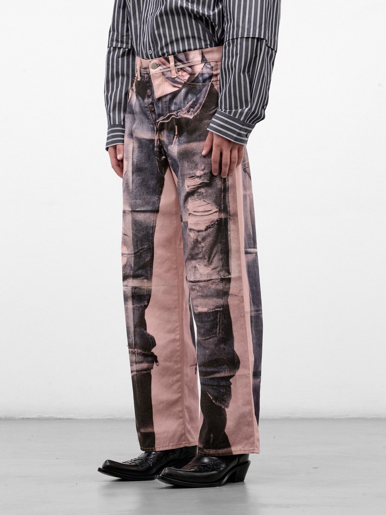 Pink Trompe L'oeil Wide Jeans (RW-UX-TROU000005-PINK-BLUE)