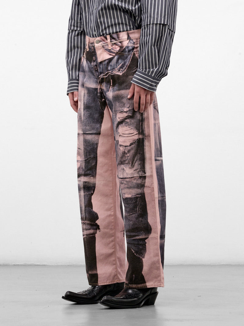 Pink Trompe L'oeil Wide Jeans (RW-UX-TROU000005-PINK-BLUE)