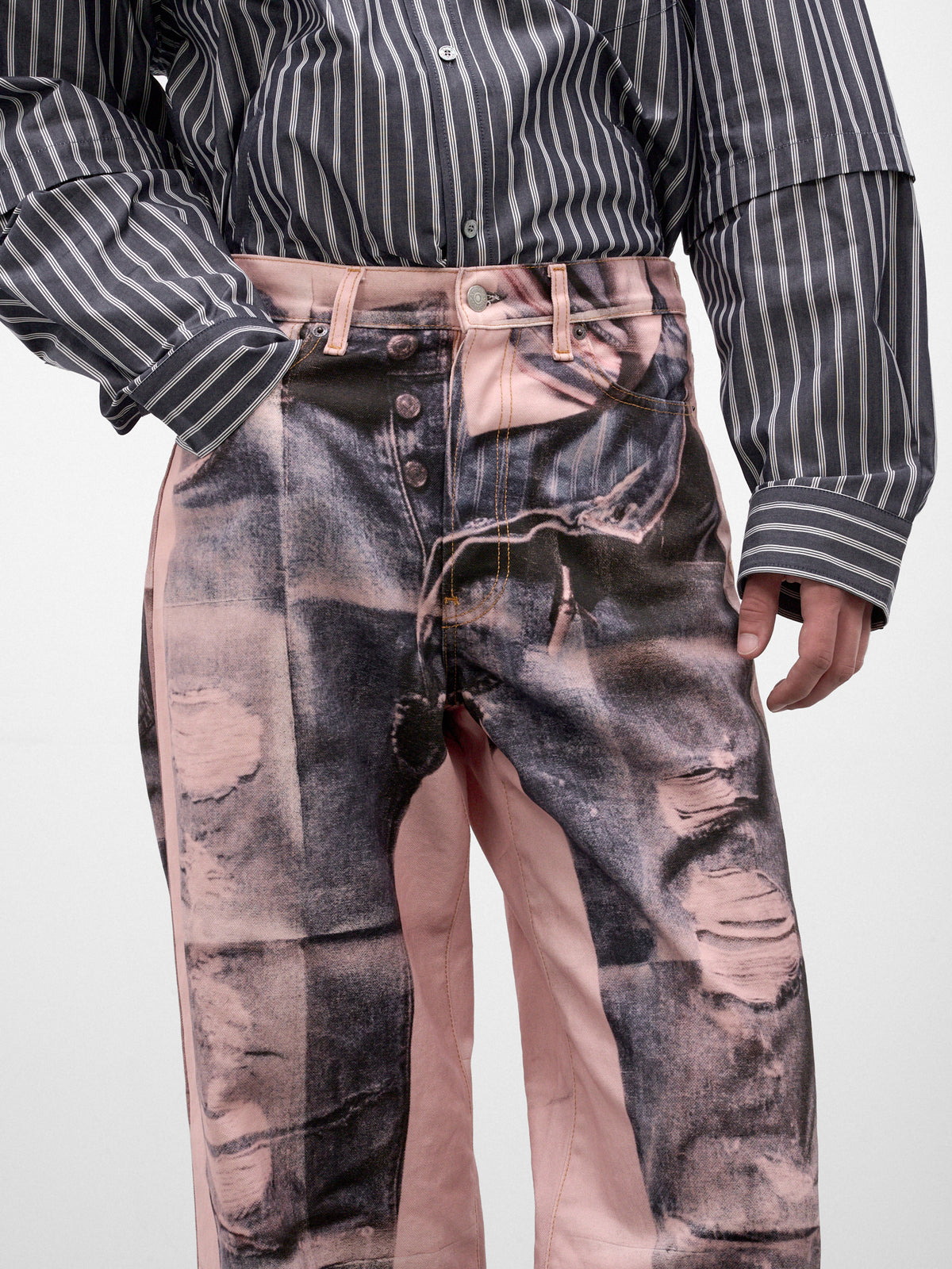 Pink Trompe L'oeil Wide Jeans (RW-UX-TROU000005-PINK-BLUE)