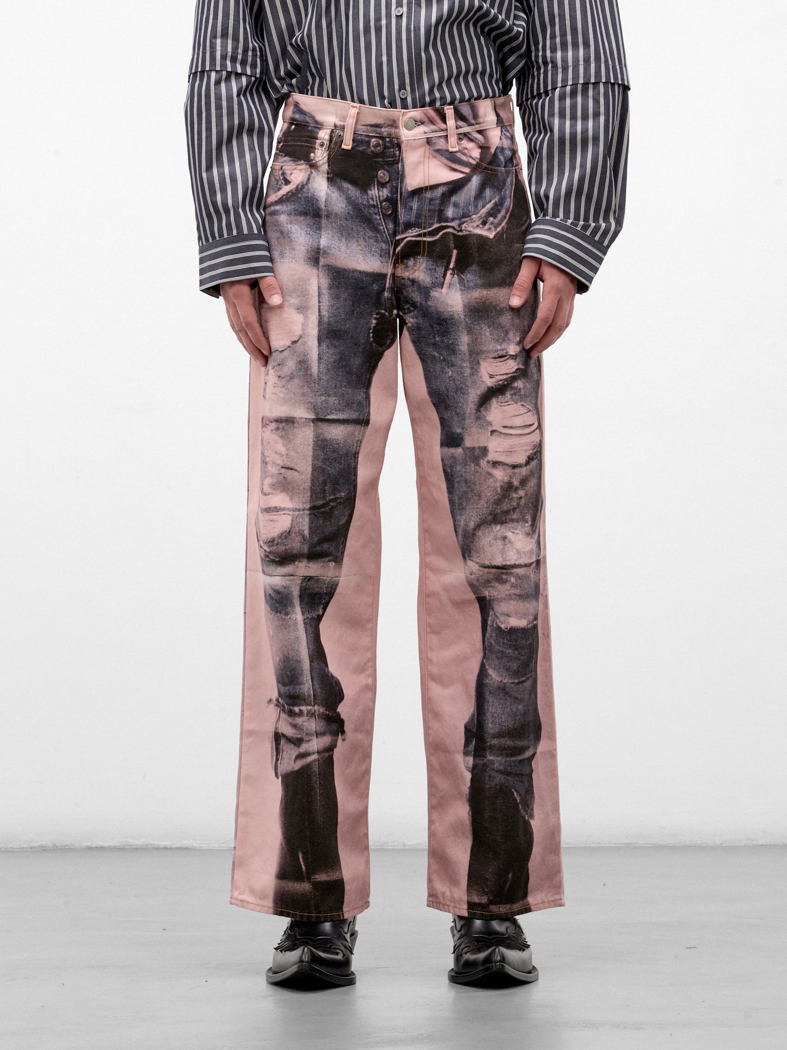 Pink Trompe L'oeil Wide Jeans (RW-UX-TROU000005-PINK-BLUE)