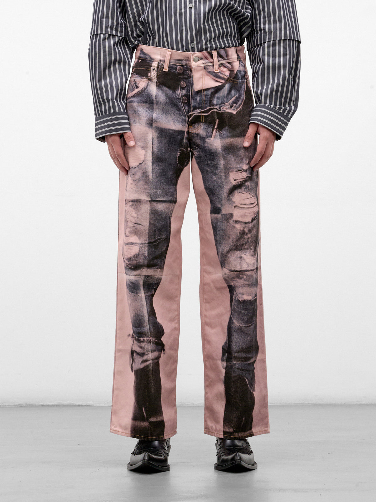 Pink Trompe L'oeil Wide Jeans (RW-UX-TROU000005-PINK-BLUE)