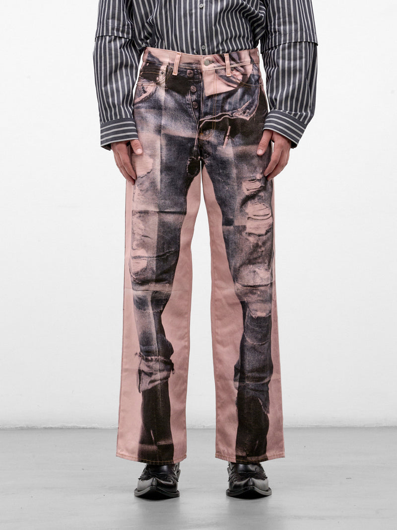 Pink Trompe L'oeil Wide Jeans (RW-UX-TROU000005-PINK-BLUE)