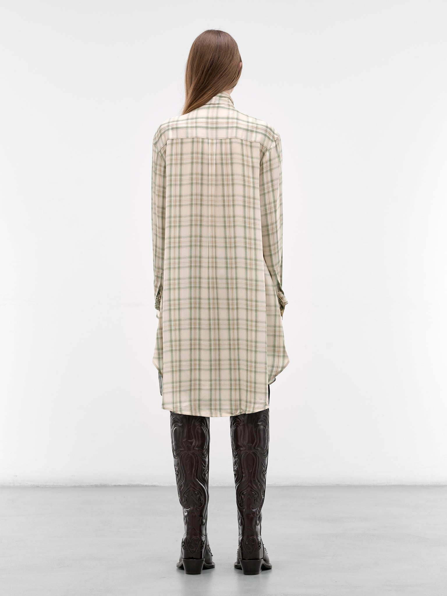 Check Layered Tunic Scarf Dress (RW-WN-DRES000008-GREEN-BLUE)