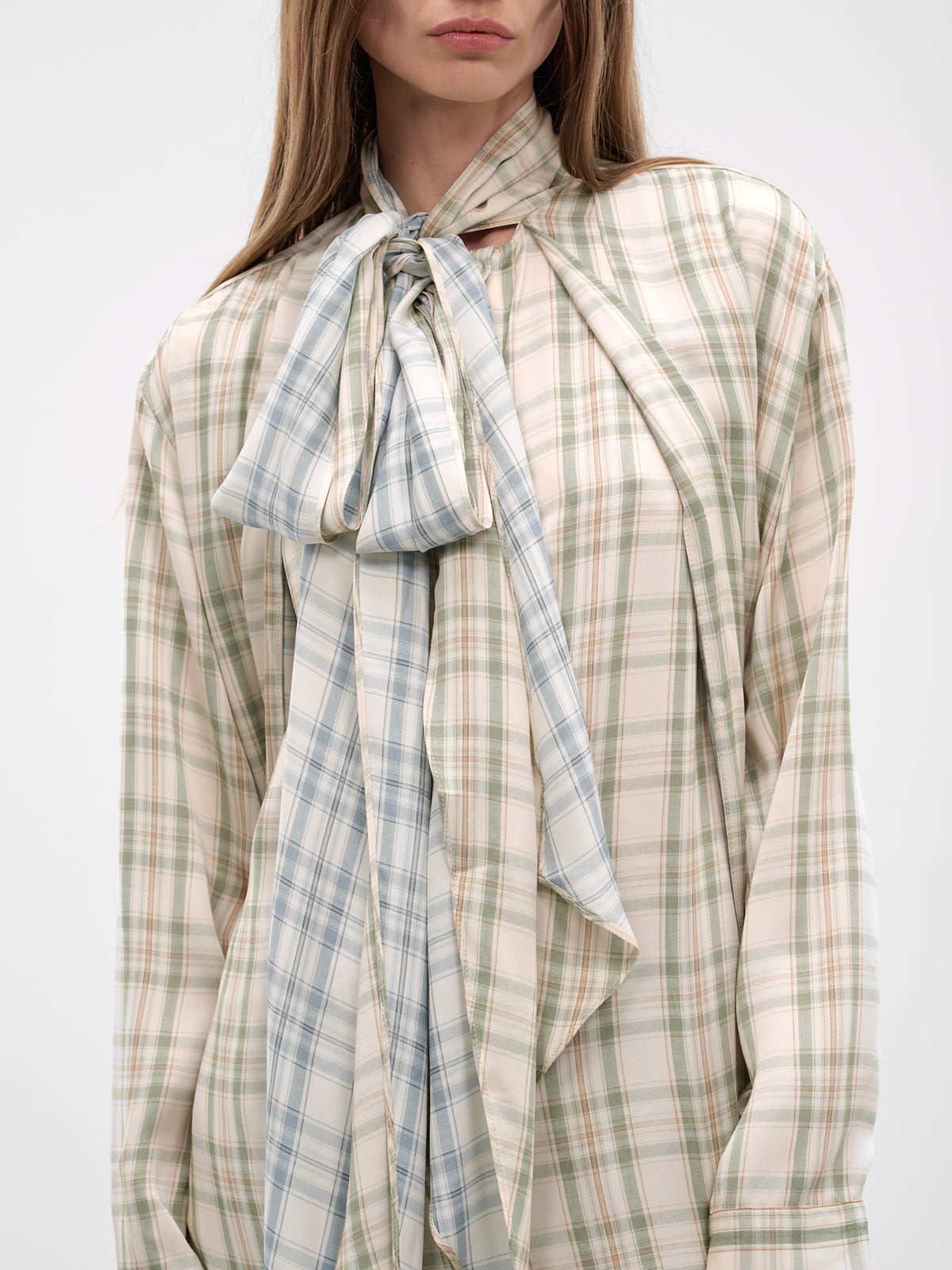 Check Layered Tunic Scarf Dress (RW-WN-DRES000008-GREEN-BLUE)