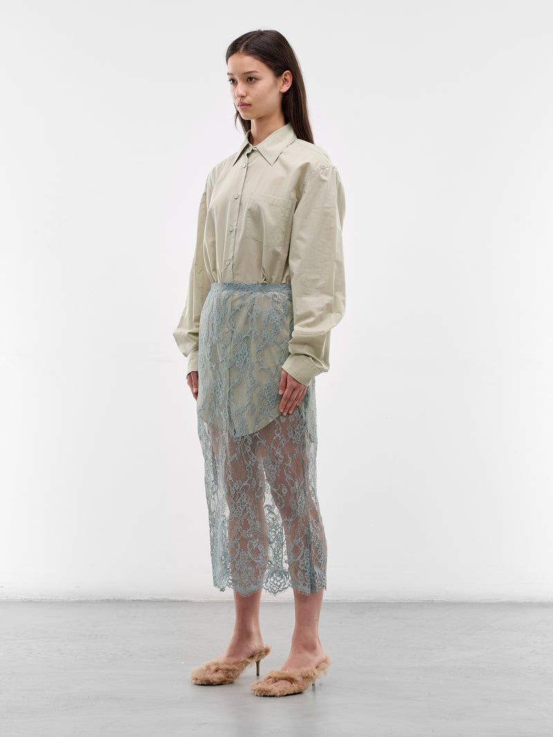 Layered Hybrid Shirt Lace Dress (RW-WN-DRES000013-EUCALYPTUS-GR)