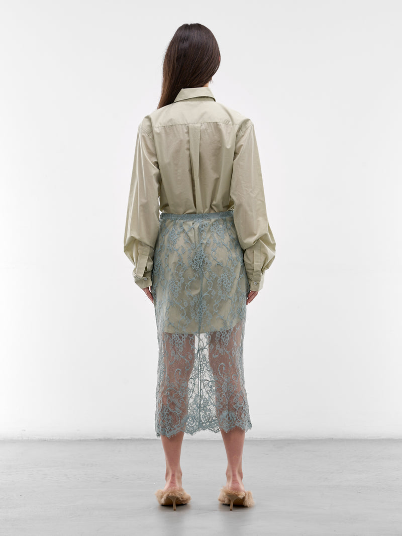 Layered Hybrid Shirt Lace Dress (RW-WN-DRES000013-EUCALYPTUS-GR)