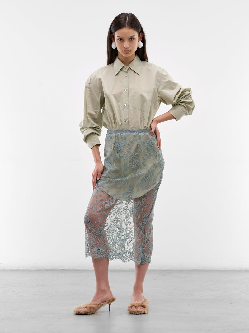 Layered Hybrid Shirt Lace Dress (RW-WN-DRES000013-EUCALYPTUS-GR)