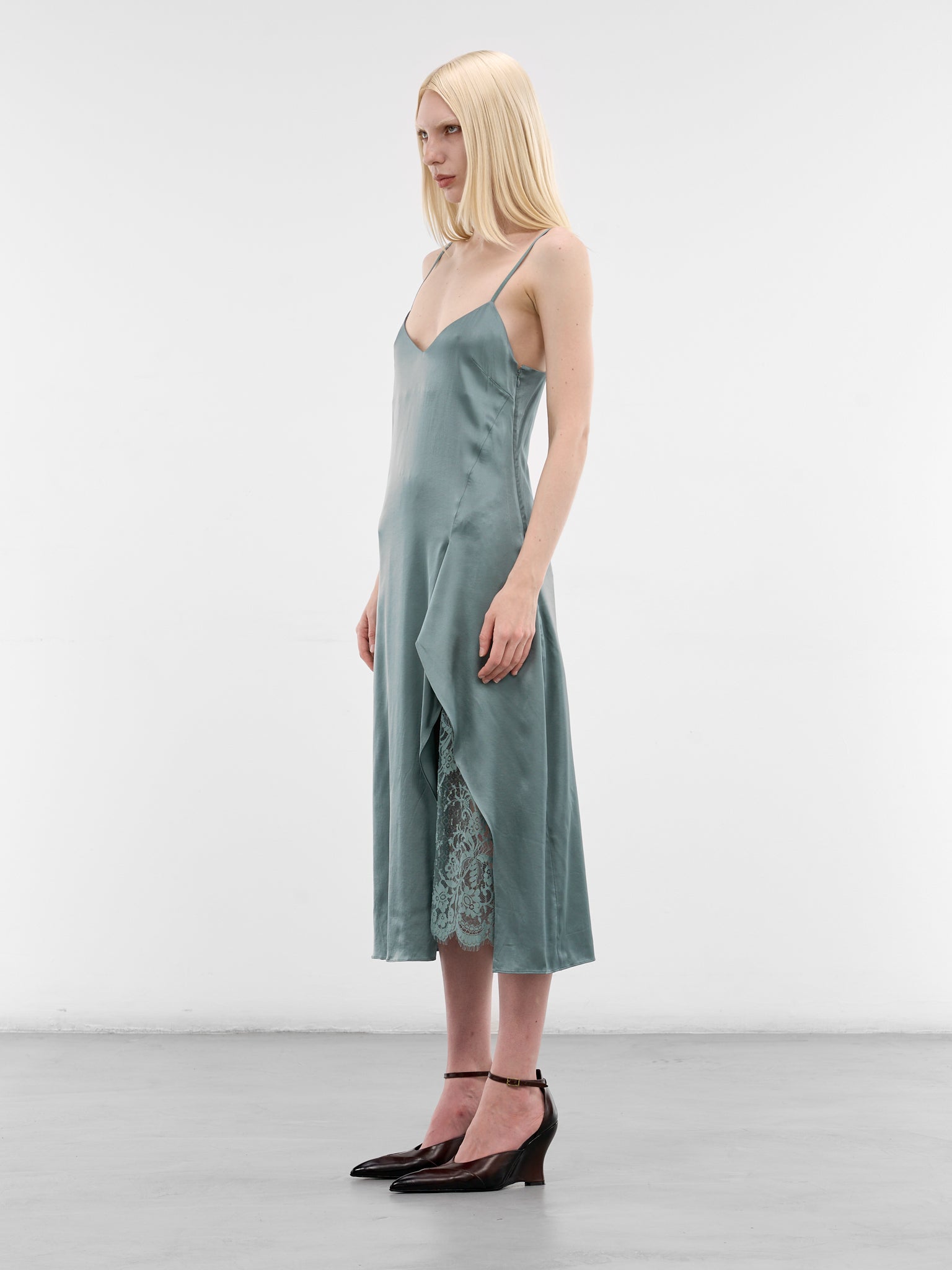 Green Lace Panel Midi Dress (RW-WN-DRES000022-SAGE-GREEN)