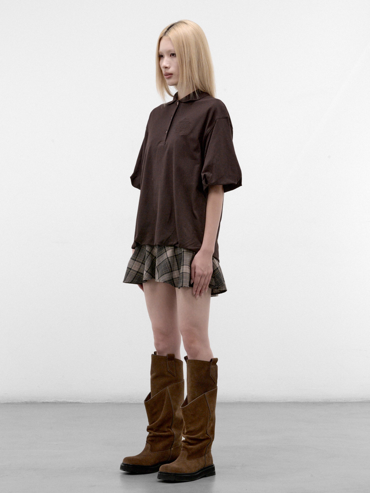 Brown Balloon Layered Mini Dress (RW-WN-DRES000094-DARK-BROWN)