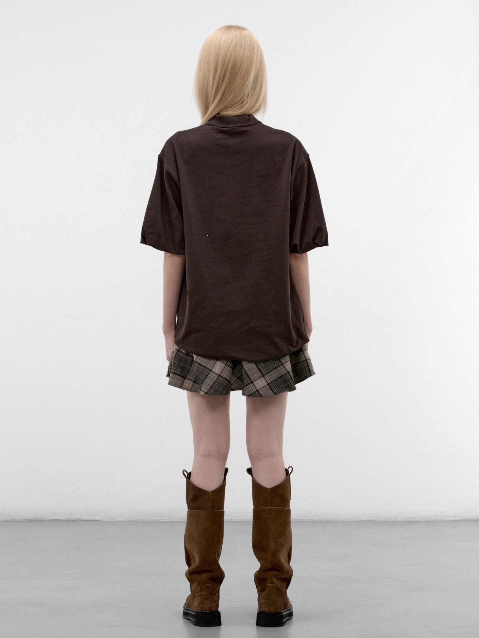 Brown Balloon Layered Mini Dress (RW-WN-DRES000094-DARK-BROWN)