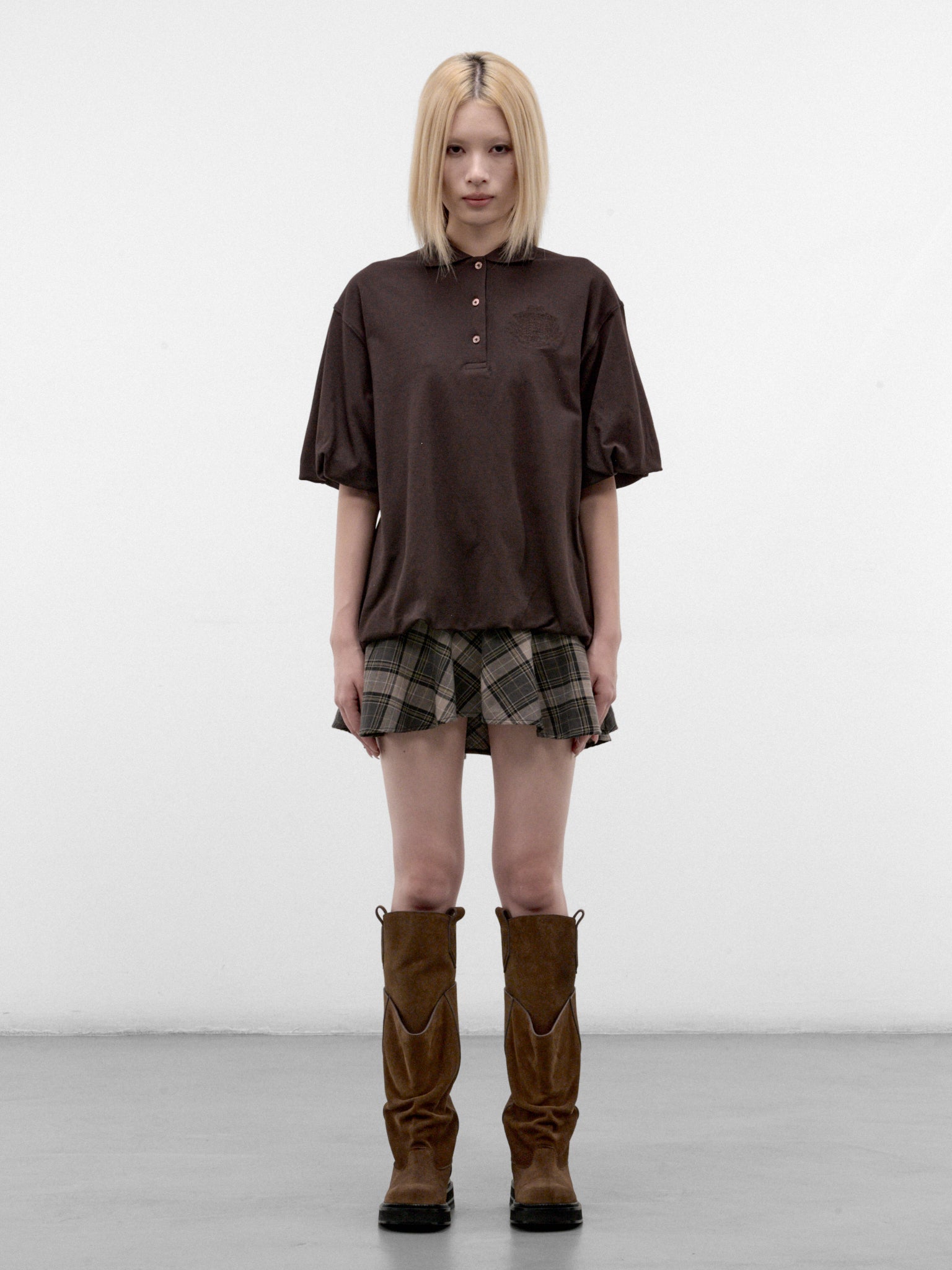 Brown Balloon Layered Mini Dress (RW-WN-DRES000094-DARK-BROWN)