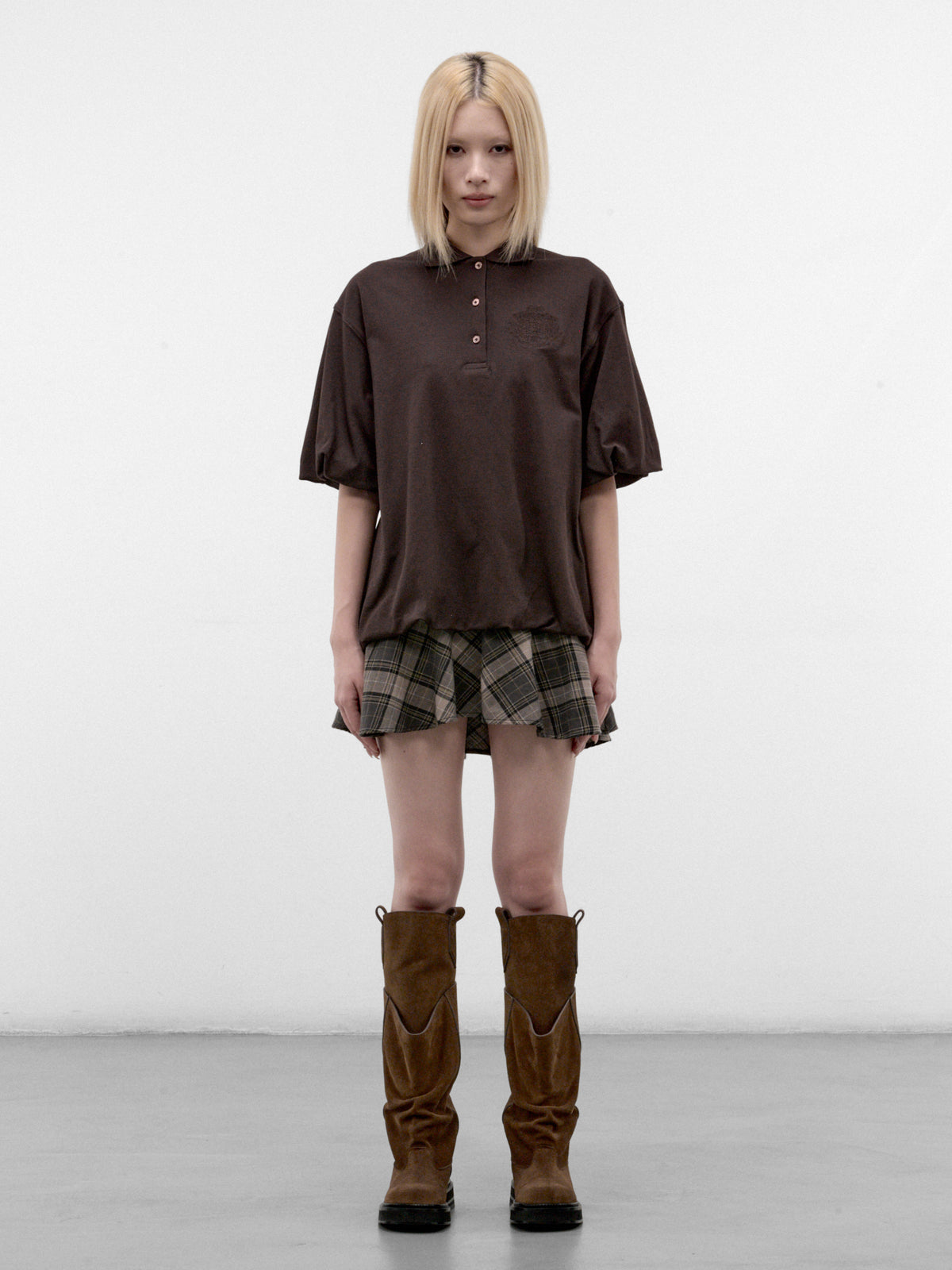 Brown Balloon Layered Mini Dress (RW-WN-DRES000094-DARK-BROWN)