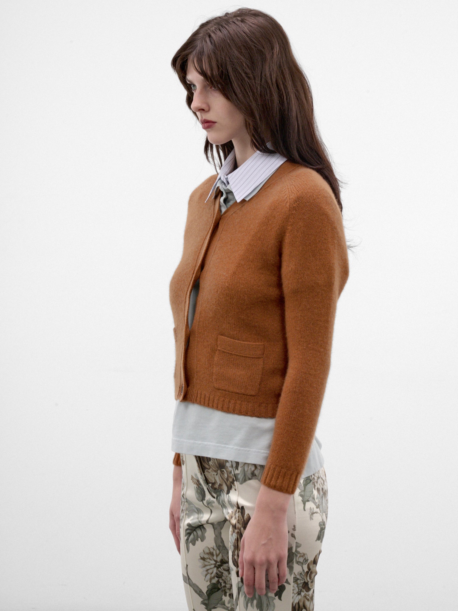 Brown Cashmere Slim Cardigan (RW-WN-KNIT000106-MID-BROWN)