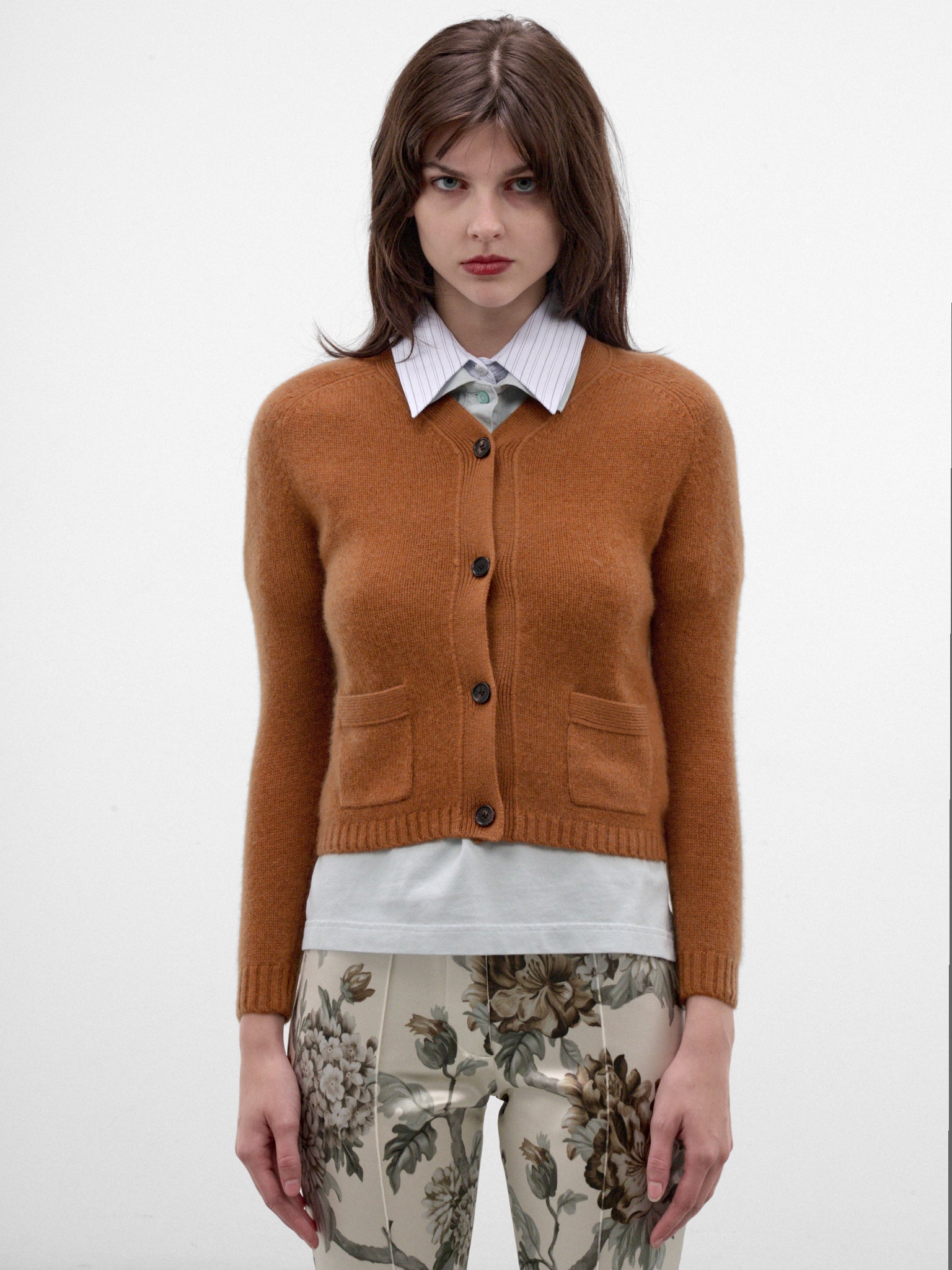 Brown Cashmere Slim Cardigan (RW-WN-KNIT000106-MID-BROWN)