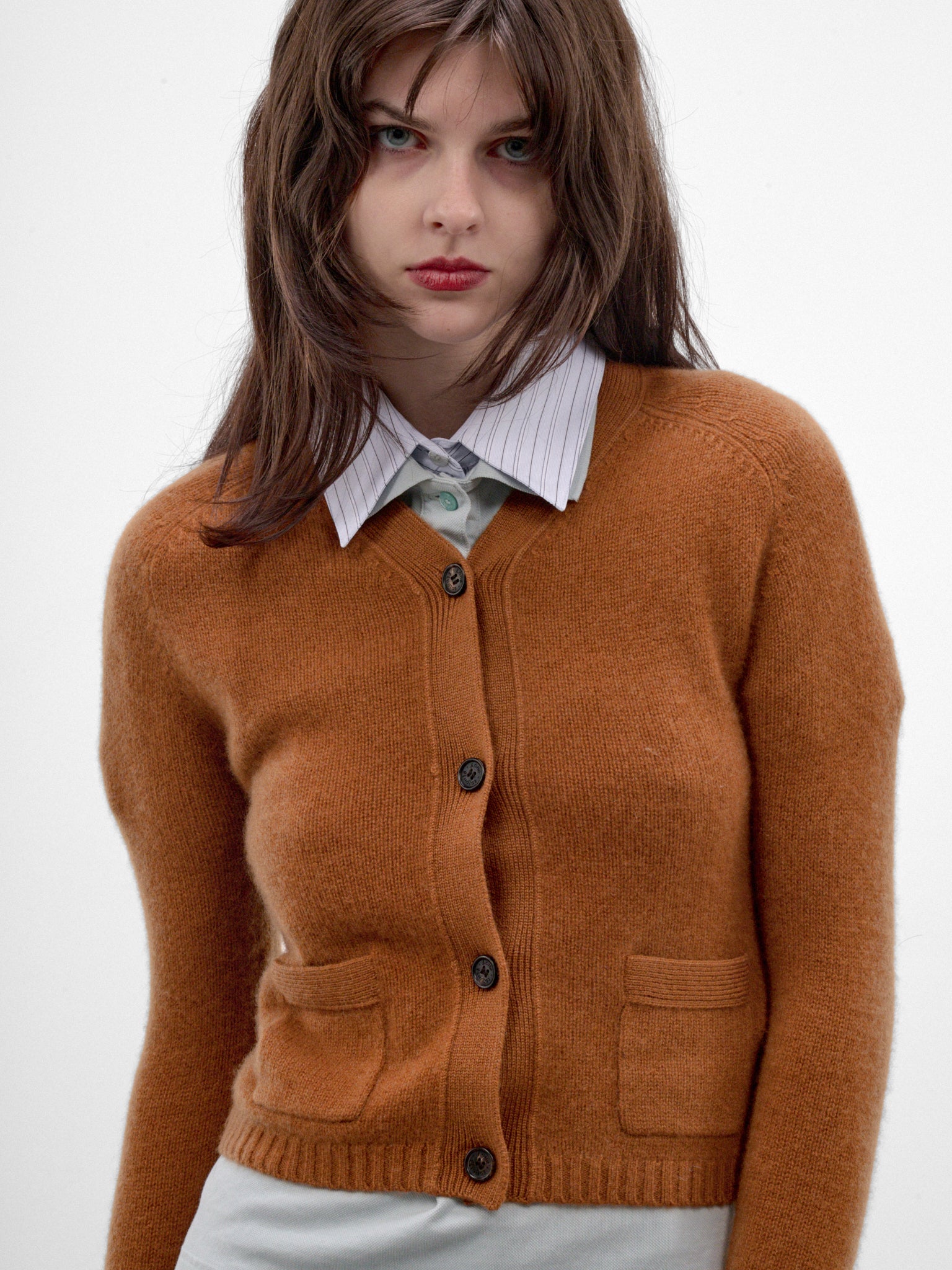 Brown Cashmere Slim Cardigan (RW-WN-KNIT000106-MID-BROWN)