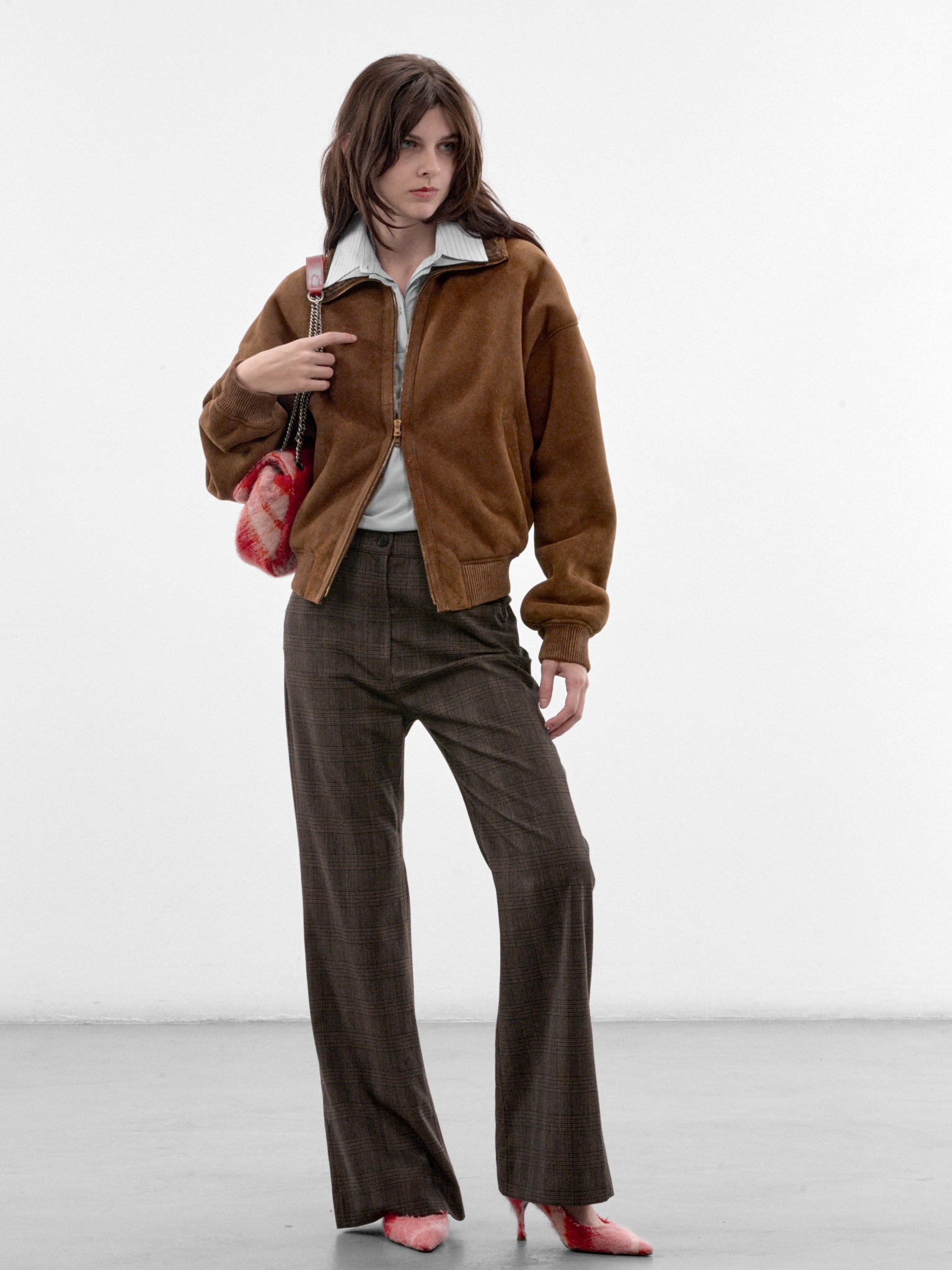 Brown Leather Shearling Bomber Jacket (RW-WN-LEAT000047-CHESTNUT-BROW)