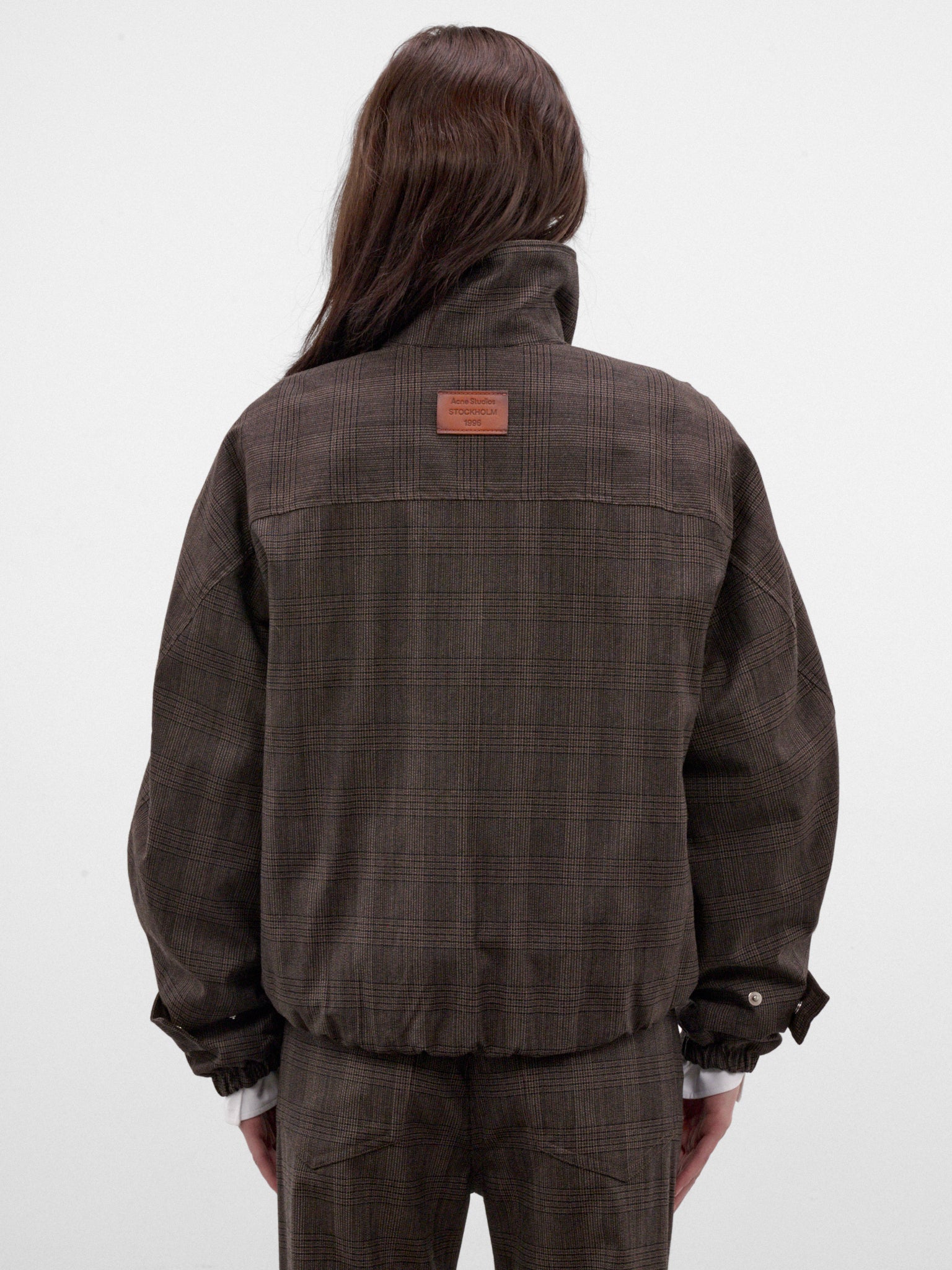 Brown Checked Wool Zip Jacket (RW-WN-OUTW000075-BROWN-BLACK)