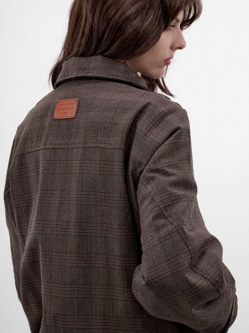 Brown Checked Wool Zip Jacket (RW-WN-OUTW000075-BROWN-BLACK)